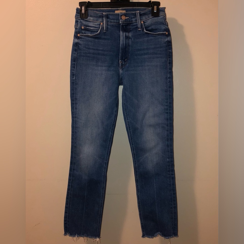 MOTHER ”The Mid Rise Dazzler Ankle Fray”Cropped Straight Jeans,Size-26